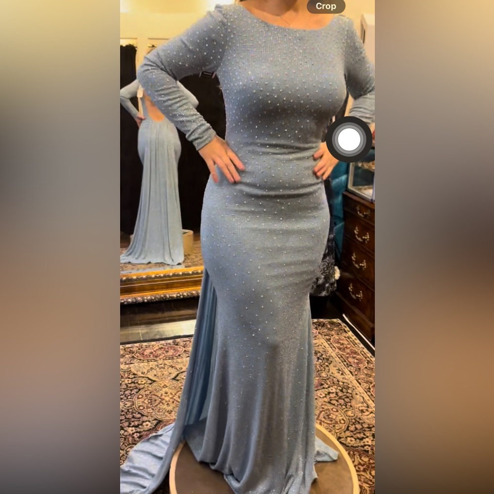 Jovani Light Blue Long Sleeve Gown